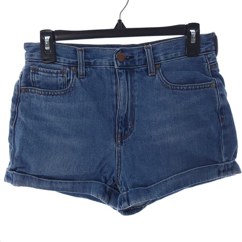American Eagle Solid Blue Denim Cotton Mom Short Womens Size 4